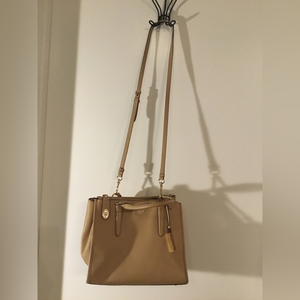 Coach  Beige Leather  Crossbody Satchel Bag $ 120